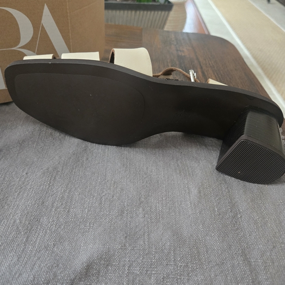 Zara Women's Black and Cream Fisherman Sandals With Heel Size 11 NWT - Picture 4 of 8